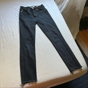 Re/Done black denim skinny cropped raw hem jeans